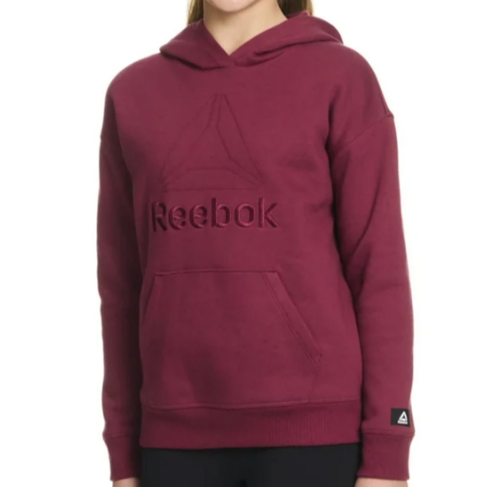 Girls' Reebok Pullover Hoodie-Raspberry Fudge. Size 7/8. NWT In Bag.